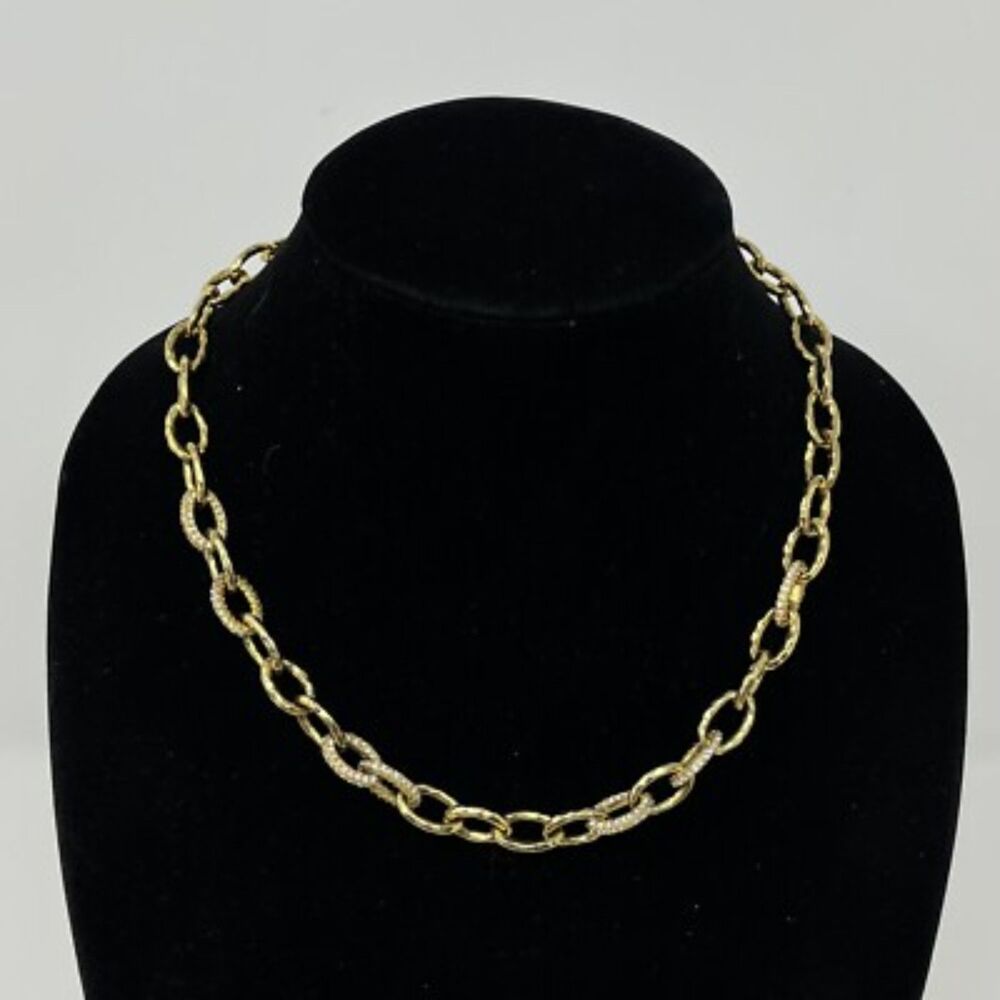 Stella & Dot Gold Textured Chain Link Statement Necklace